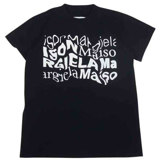 MAISON MARGIELA メゾンマルジェラ 	S51GC0505 S22816 ディストーテッドロゴ 半袖 Tシャツ ブラック ブラック系 S【美品】【中古】