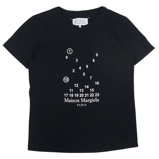 MAISON MARGIELA メゾンマルジェラ 22AW S51GC0516 S22816 ナンバリング ロゴ ショートスリーブ シャツ 半袖 Tシャツ ブラック ブラック系 M【極上美品】【中古】
