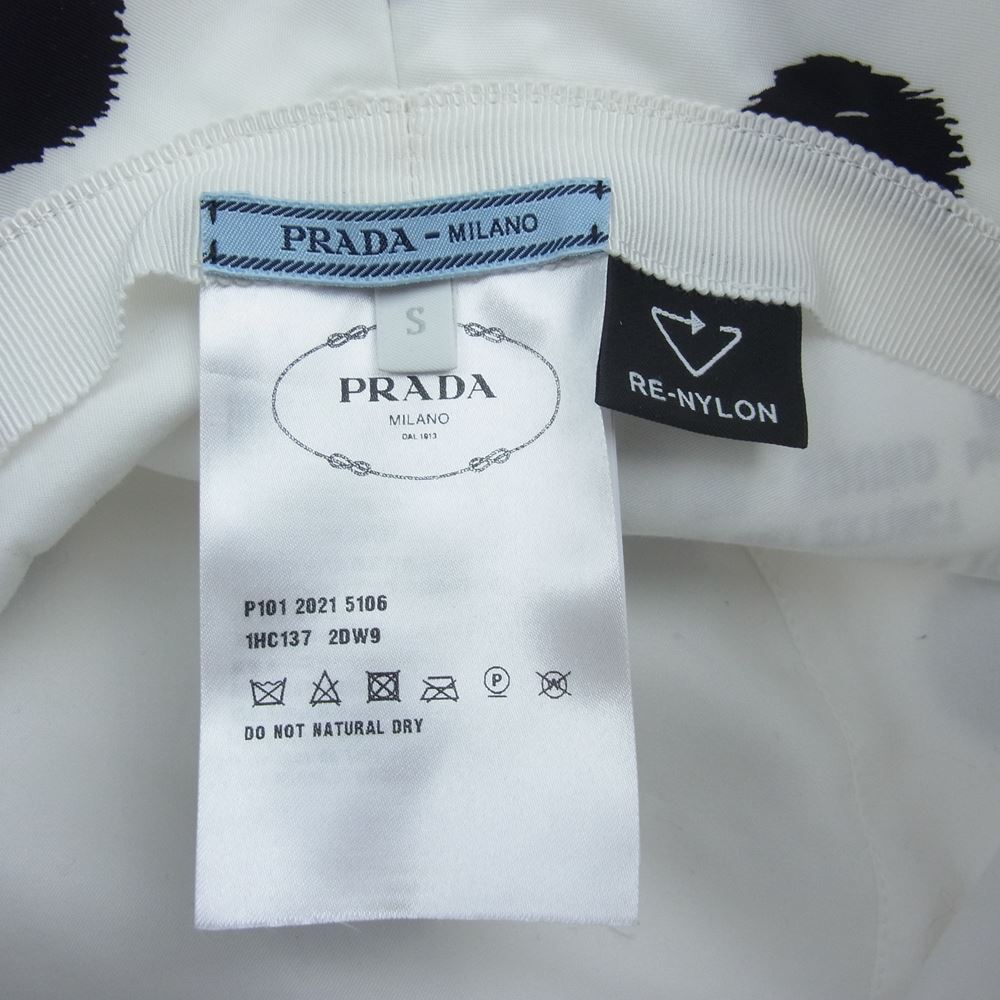 PRADA プラダ 21SS Re Nylon Dot Bucket Hat ナイロンドット バケット ハット ホワイト系 S【美品】【中古】