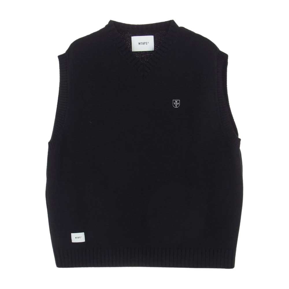 WTAPS ダブルタップス 22AW 222MADT-KNM01 DITCH VEST ニット ベスト ブラック系 X03【美品】【中古】