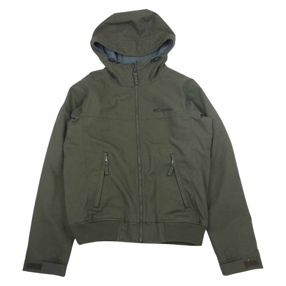 Columbia コロンビア 裏フリース フード付き コットン ジャケット カーキ系 S【中古】