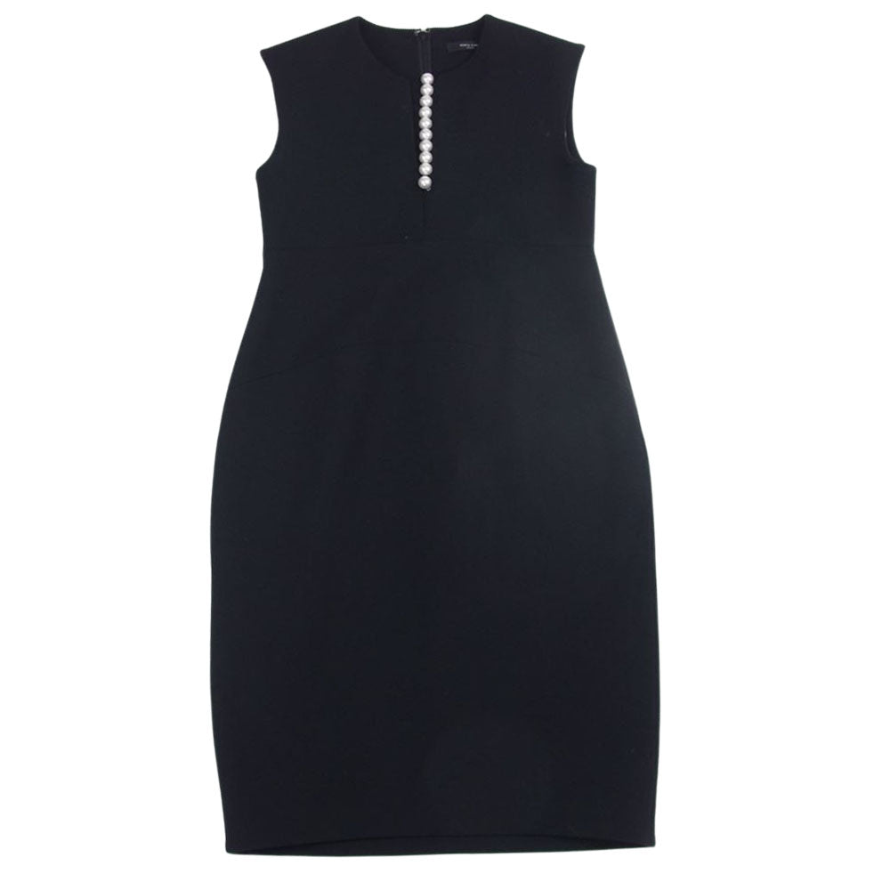 YOKO CHAN ヨーコチャン YED-117-010 Pearl Dress パール スリット スキッパー ノースリーブ ワンピース ブラック系 36【美品】【中古】