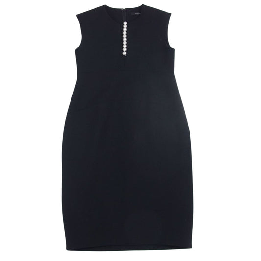 YOKO CHAN ヨーコチャン YED-117-010 Pearl Dress パール スリット スキッパー ノースリーブ ワンピース ブラック系 36【美品】【中古】