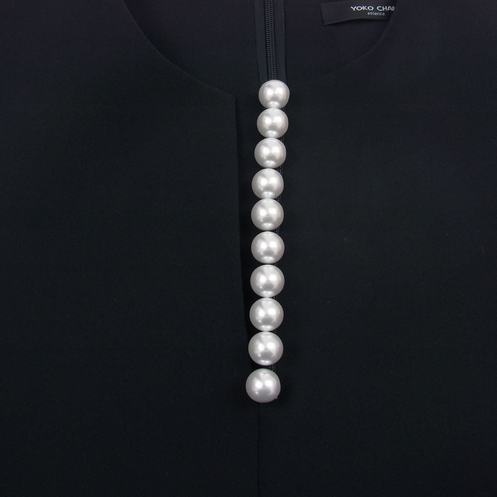 YOKO CHAN ヨーコチャン YED-117-010 Pearl Dress パール スリット スキッパー ノースリーブ ワンピース ブラック系 36【美品】【中古】