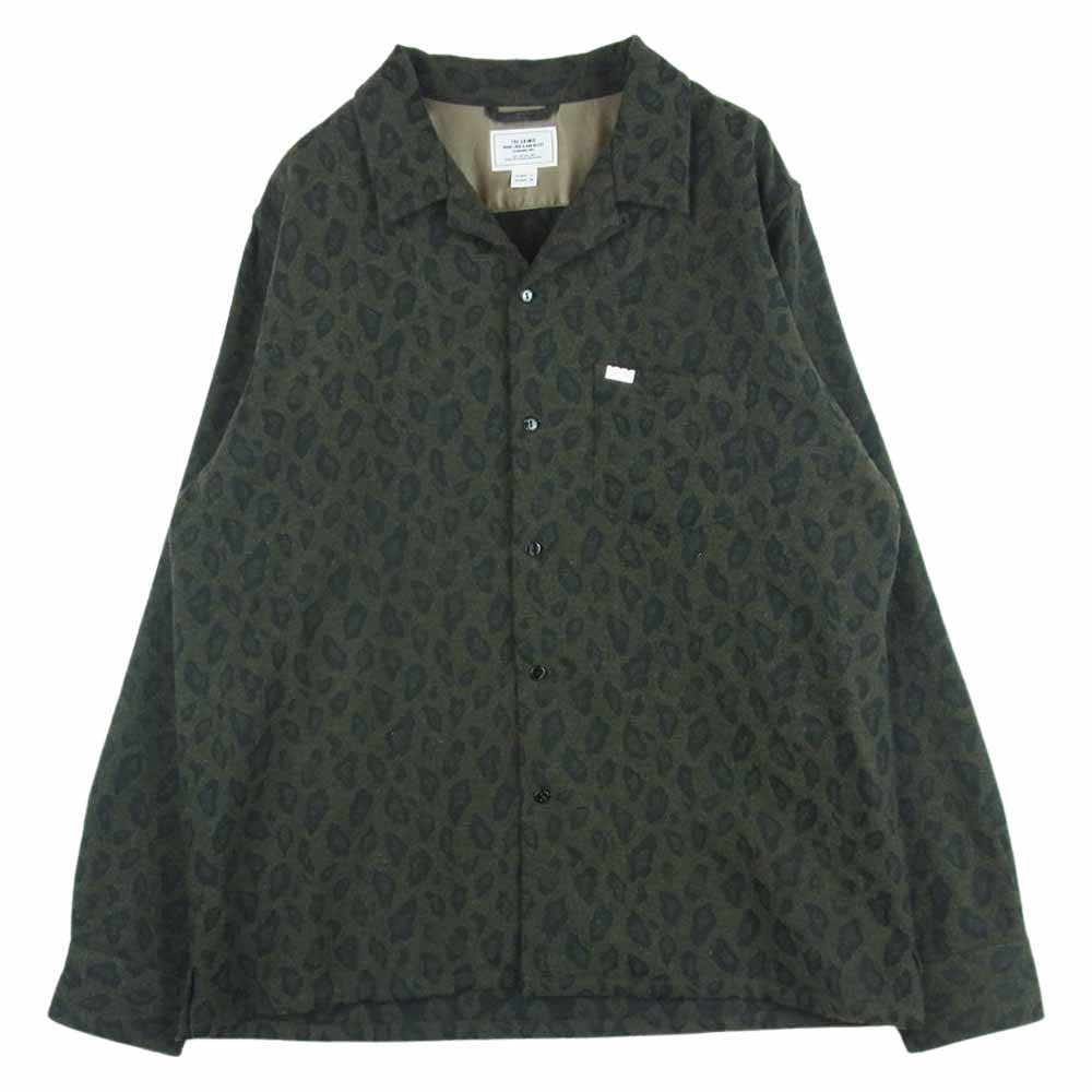 CRIMIE クライミー CR1-02L5-SL11 LEOPARDO WOOL SHIRT レオパード ウール 長袖 シャツ 中国製 モスグリーン系 L【中古】