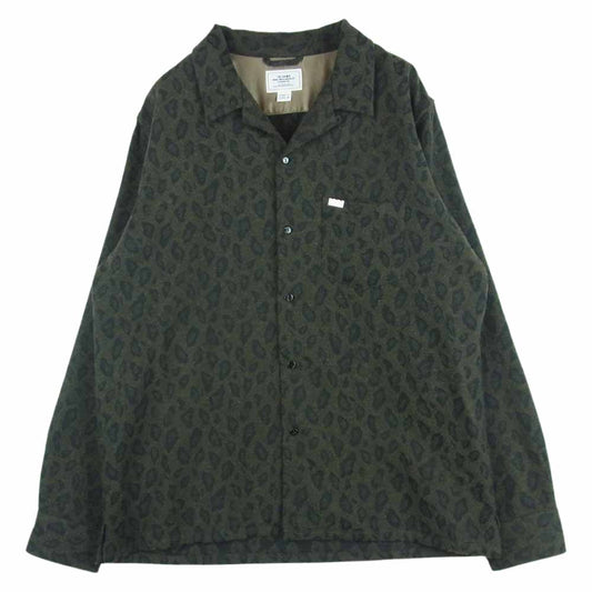CRIMIE クライミー CR1-02L5-SL11 LEOPARDO WOOL SHIRT レオパード ウール 長袖 シャツ 中国製 モスグリーン系 L【中古】