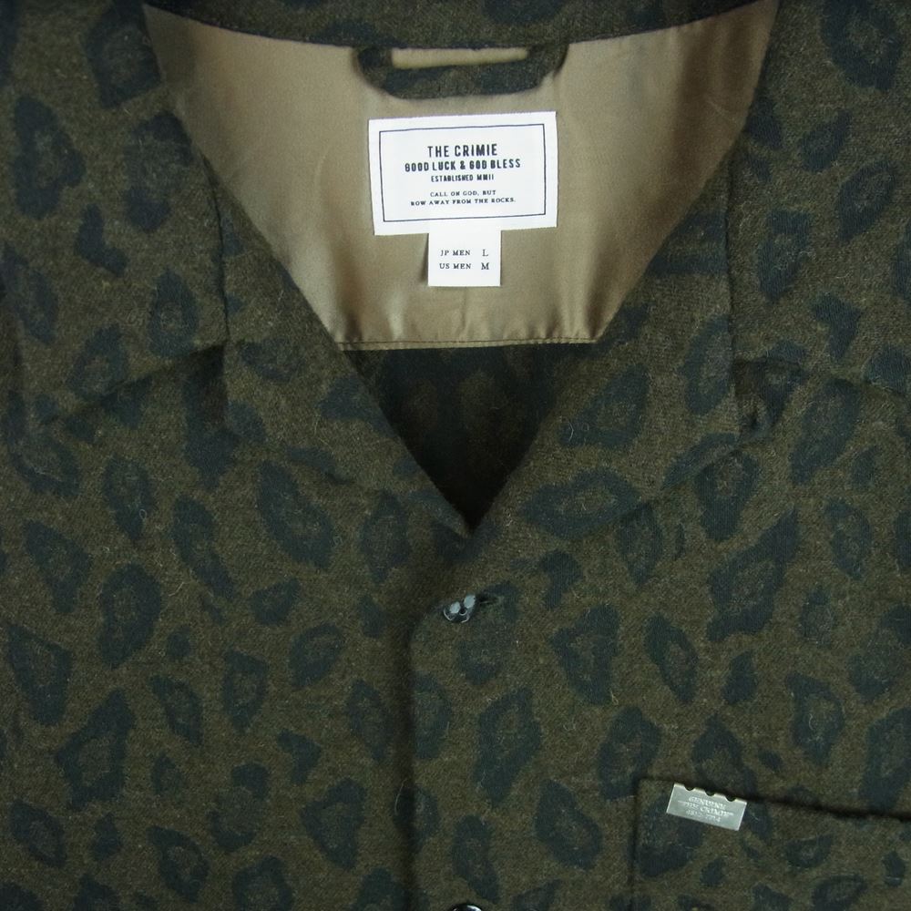 CRIMIE クライミー CR1-02L5-SL11 LEOPARDO WOOL SHIRT レオパード ウール 長袖 シャツ 中国製 モスグリーン系 L【中古】