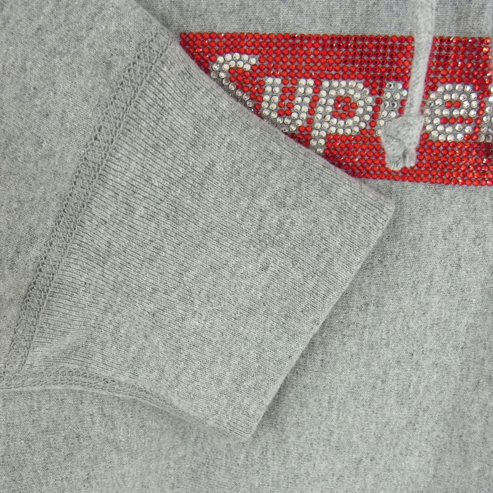 Supreme シュプリーム Swarovski Box Logo Hooded Sweatshirt スワロフスキー ボックスロゴ パーカー フーディー スウェット グレー系 S【美品】【中古】