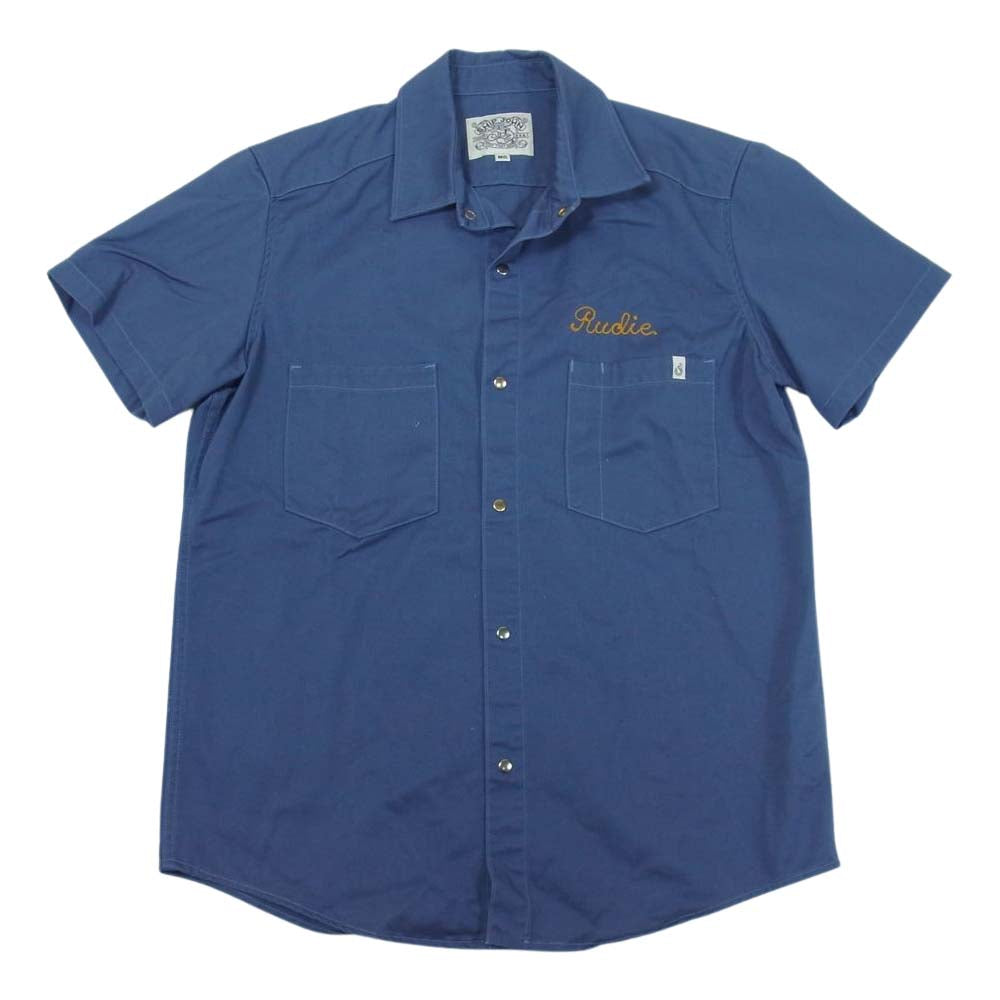 シップジョン Jerry Shirt ジェリー シャツ ツイル ソリッドブラス スナップボタン ワーク シャツ ネイビー系 M【中古】