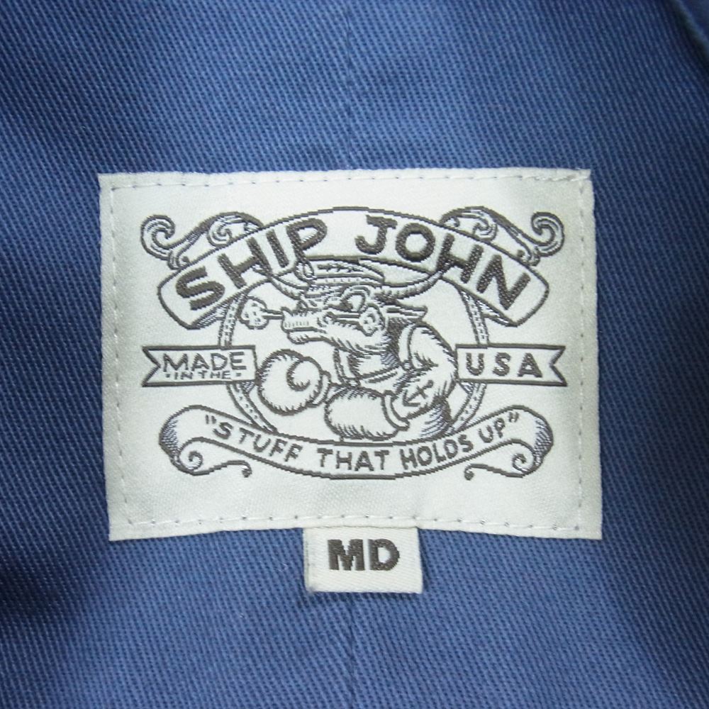 シップジョン Jerry Shirt ジェリー シャツ ツイル ソリッドブラス スナップボタン ワーク シャツ ネイビー系 M【中古】