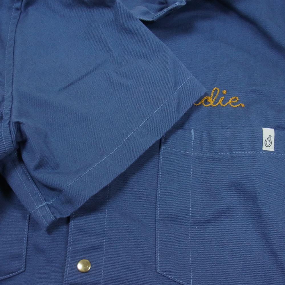 シップジョン Jerry Shirt ジェリー シャツ ツイル ソリッドブラス スナップボタン ワーク シャツ ネイビー系 M【中古】