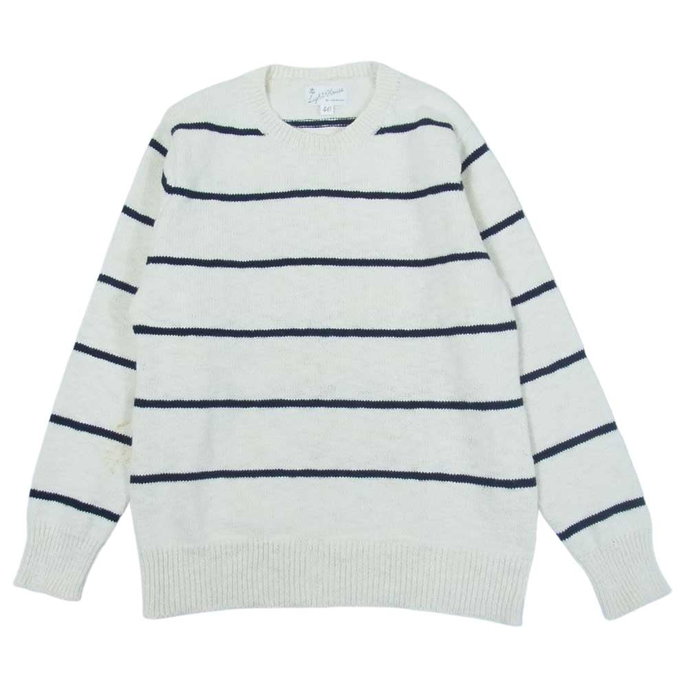 The REAL McCOY'S ザリアルマッコイズ COTTON MARINE STRIPE SWEATER コットン ニット セーター マリン ストライプ オフホワイト系 40【中古】