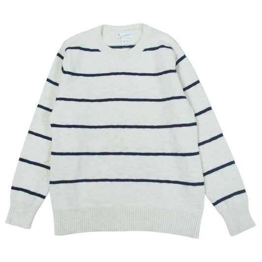 The REAL McCOY'S ザリアルマッコイズ COTTON MARINE STRIPE SWEATER コットン ニット セーター マリン ストライプ オフホワイト系 40【中古】