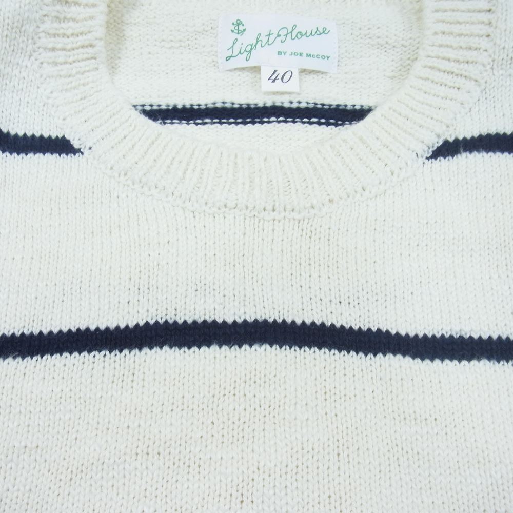 The REAL McCOY'S ザリアルマッコイズ COTTON MARINE STRIPE SWEATER コットン ニット セーター マリン ストライプ オフホワイト系 40【中古】
