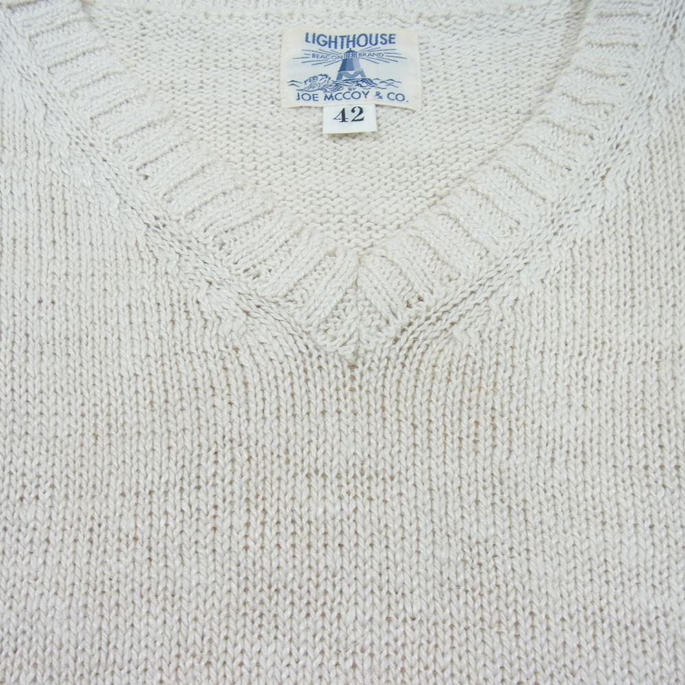 The REAL McCOY'S ザリアルマッコイズ MC19007 JOE McCOY ジョーマッコイ LINEN SUMMER KNIT SWEATER リネン サマー セーター Vネック ニット オフホワイト系 42【中古】