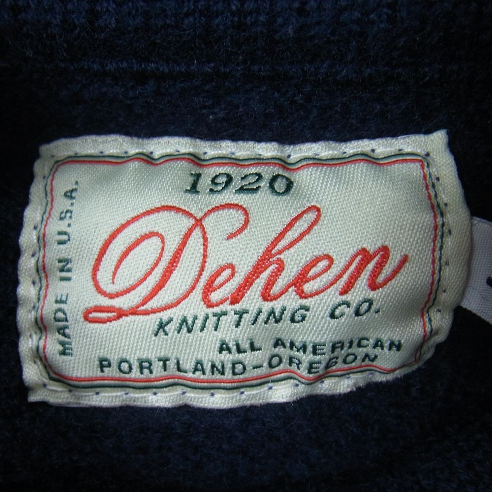 LANGLITZ LEATHERS ラングリッツレザーズ × DEHEN 70TH ANNIVERSARY MC SWEATER ディーエン 70周年記念 モーター サイクル セーター ハーフジップ ニット ネイビー系 L【中古】