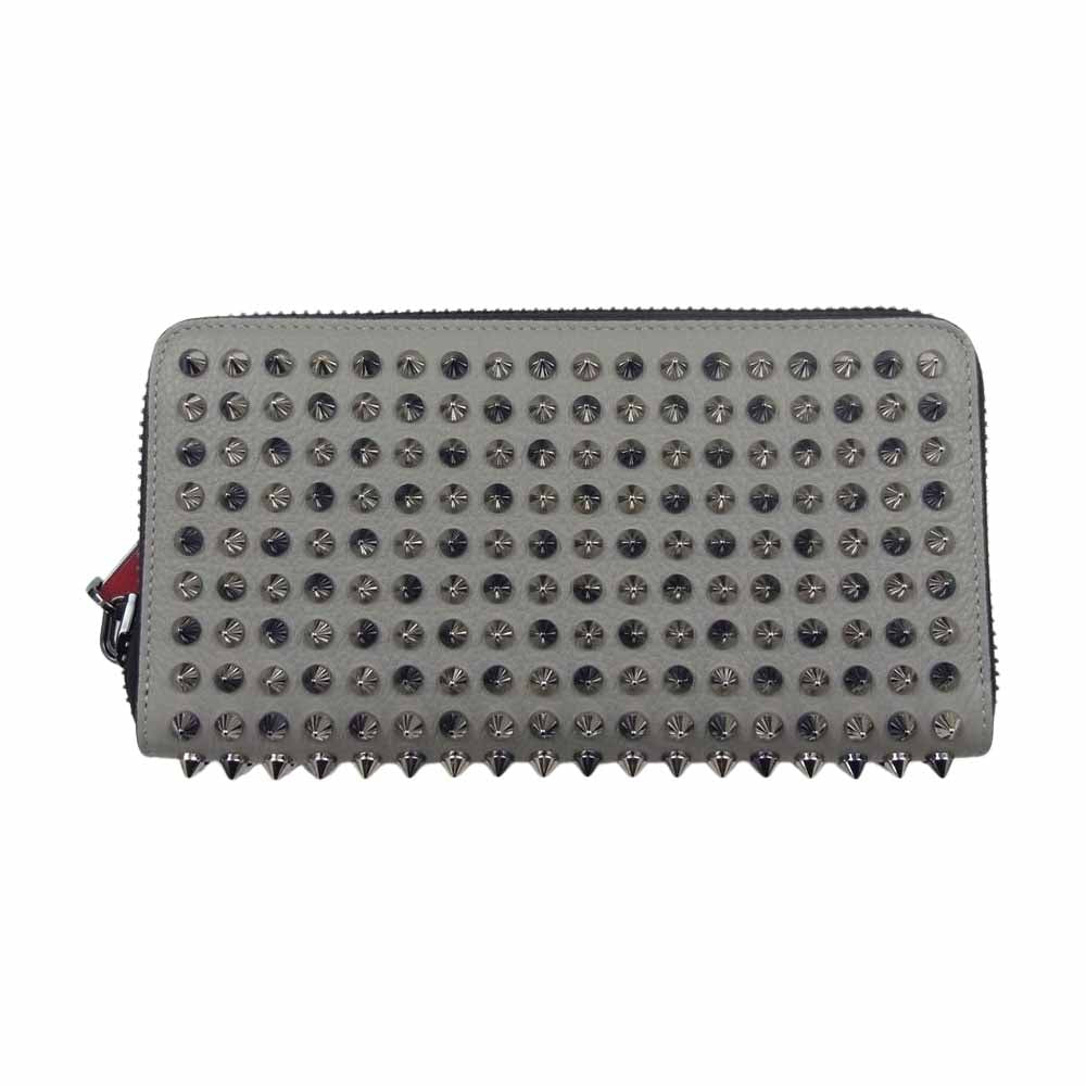 Christian Louboutin クリスチャンルブタン 1165045 M PANETTONE WALLET SPIKES パネトーネ レザー スパイク ウォレット グレー系【極上美品】【中古】