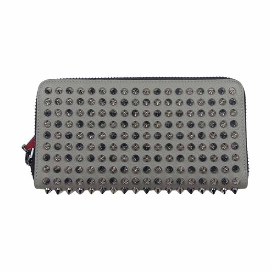 Christian Louboutin クリスチャンルブタン 1165045 M PANETTONE WALLET SPIKES パネトーネ レザー スパイク ウォレット グレー系【極上美品】【中古】