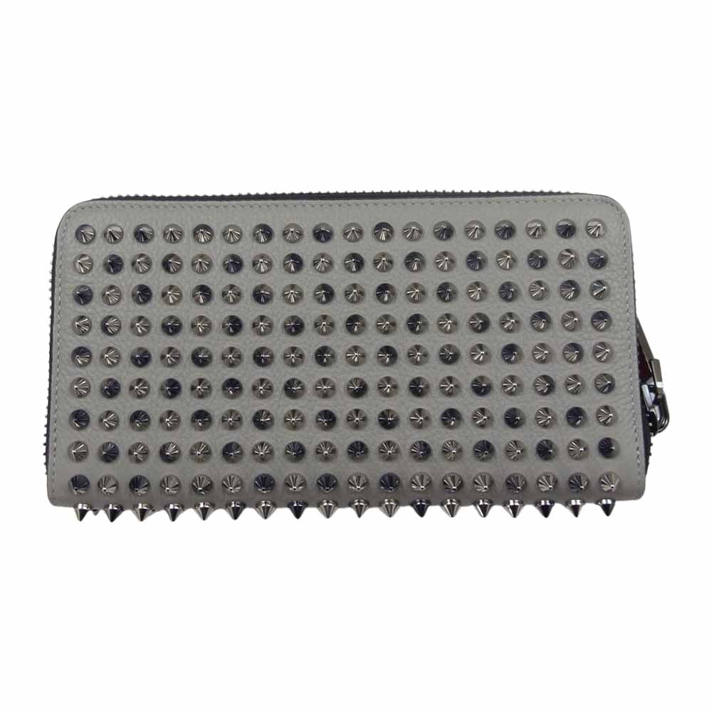 Christian Louboutin クリスチャンルブタン 1165045 M PANETTONE WALLET SPIKES パネトーネ レザー スパイク ウォレット グレー系【極上美品】【中古】