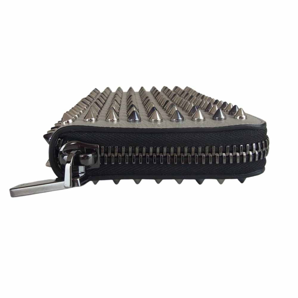 Christian Louboutin クリスチャンルブタン 1165045 M PANETTONE WALLET SPIKES パネトーネ レザー スパイク ウォレット グレー系【極上美品】【中古】