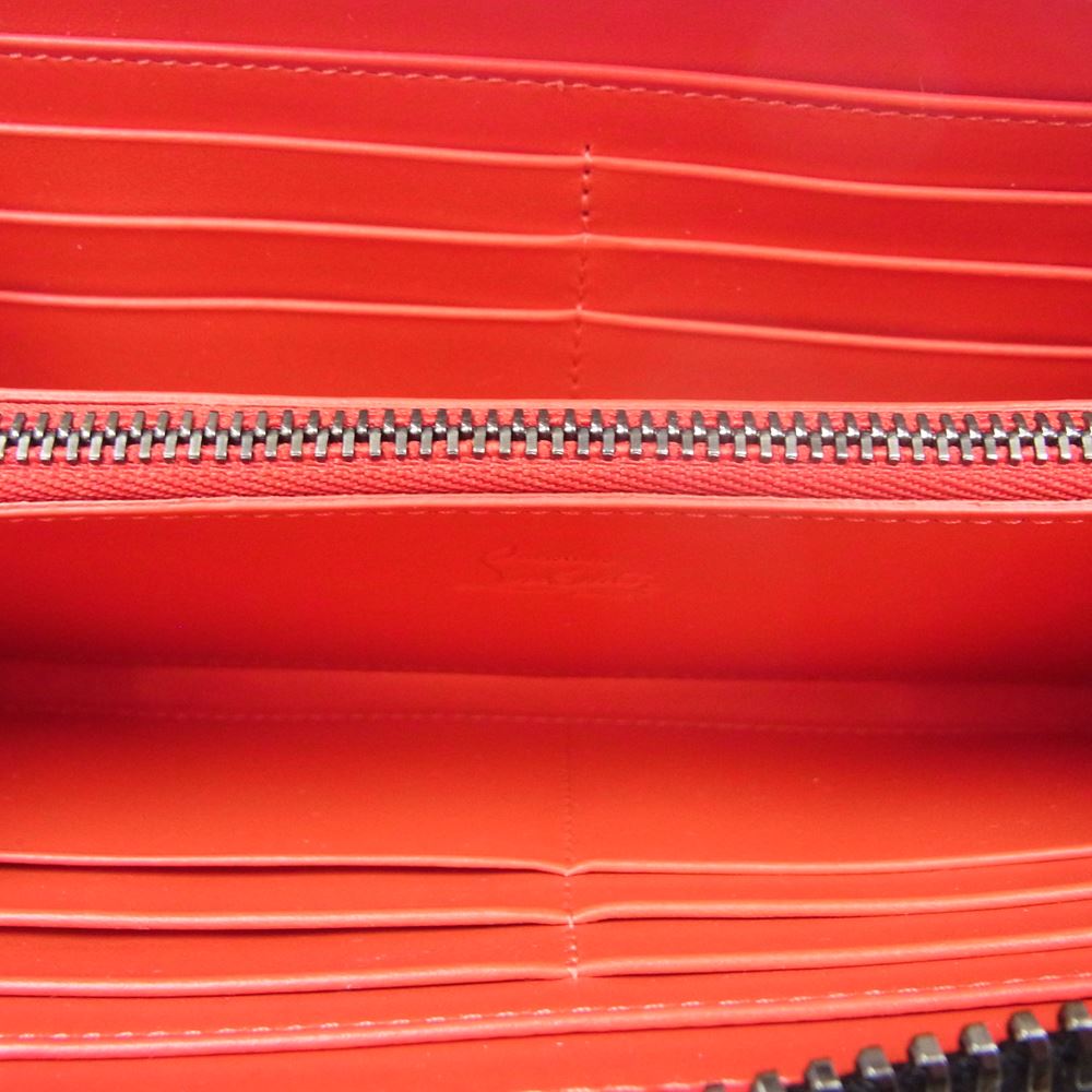 Christian Louboutin クリスチャンルブタン 1165045 M PANETTONE WALLET SPIKES パネトーネ レザー スパイク ウォレット グレー系【極上美品】【中古】