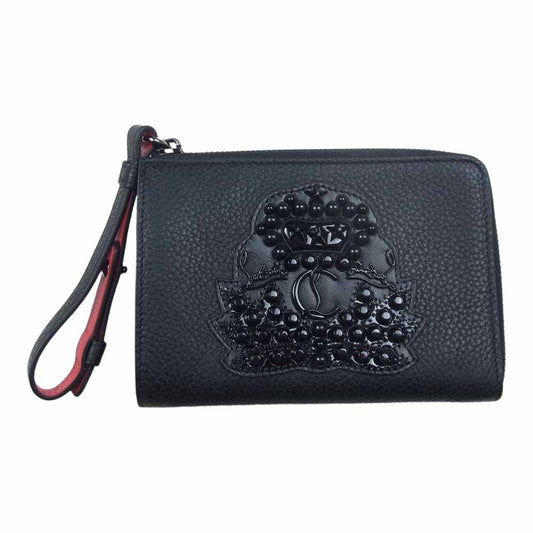 Christian Louboutin クリスチャンルブタン M TINGS L字ファスナー コンパクト ウォレット ブラック系【極上美品】【中古】