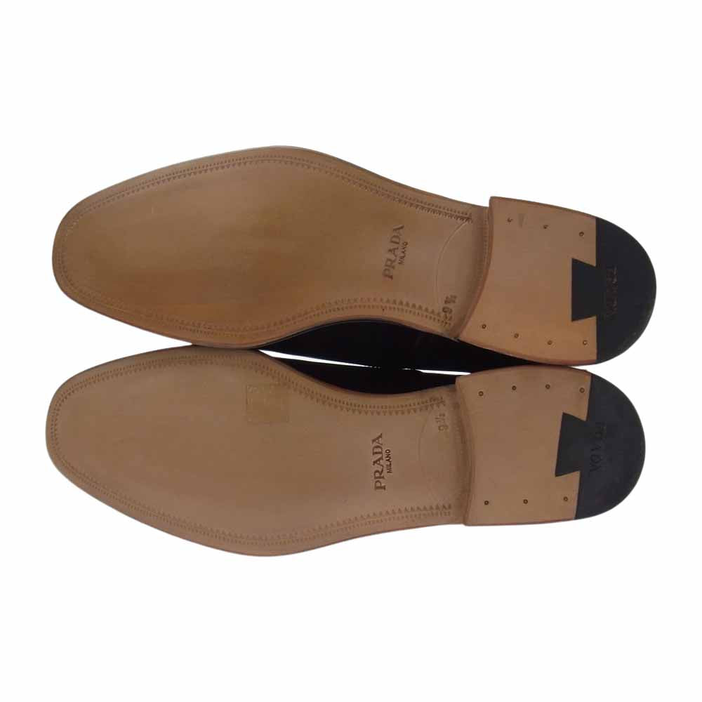 PRADA プラダ 2EB129 キャップトゥ 内羽根 5アイレット ドレスシューズ ブラック系 9.5【極上美品】【中古】