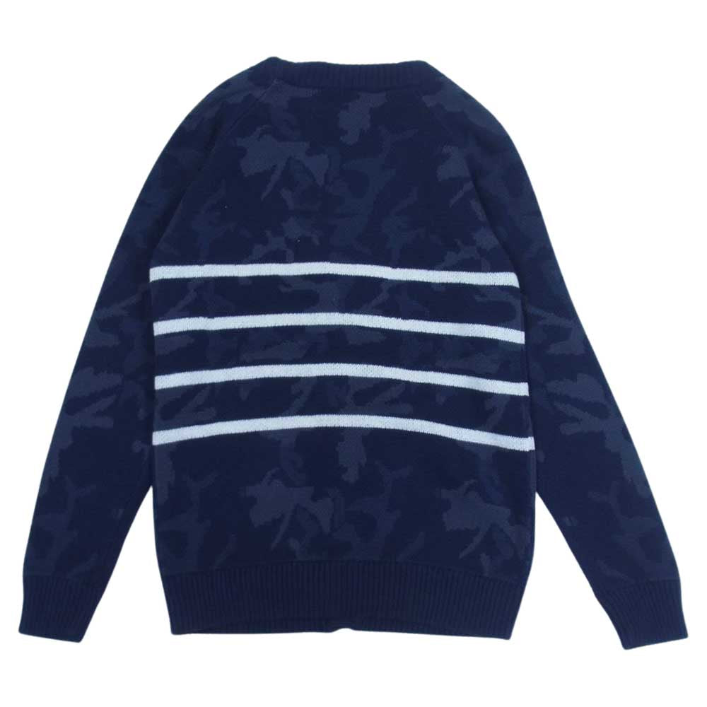 AKM エイケイエム ASK-711 CAMO CARDIGAN カモ ボーダー 迷彩 ニット カーディガン ネイビー系 L【極上美品】【中古】