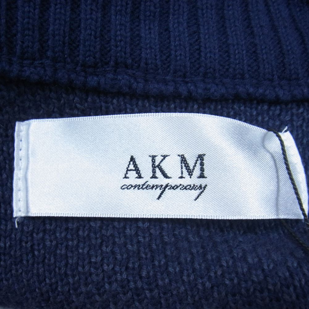 AKM エイケイエム ASK-711 CAMO CARDIGAN カモ ボーダー 迷彩 ニット カーディガン ネイビー系 L【極上美品】【中古】