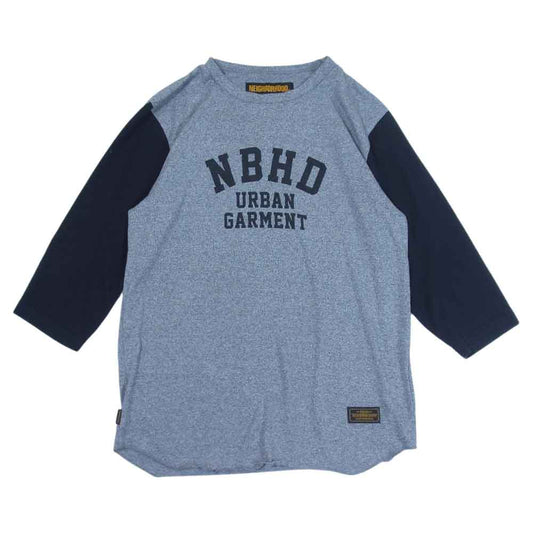 NEIGHBORHOOD ネイバーフッド 181ATNH-CSM07 TOP.SLEEVE/CE-CREW.3Q NBHD ロゴプリント 七分袖 クルーネック Tシャツ グレー系 ブラック系 L【中古】