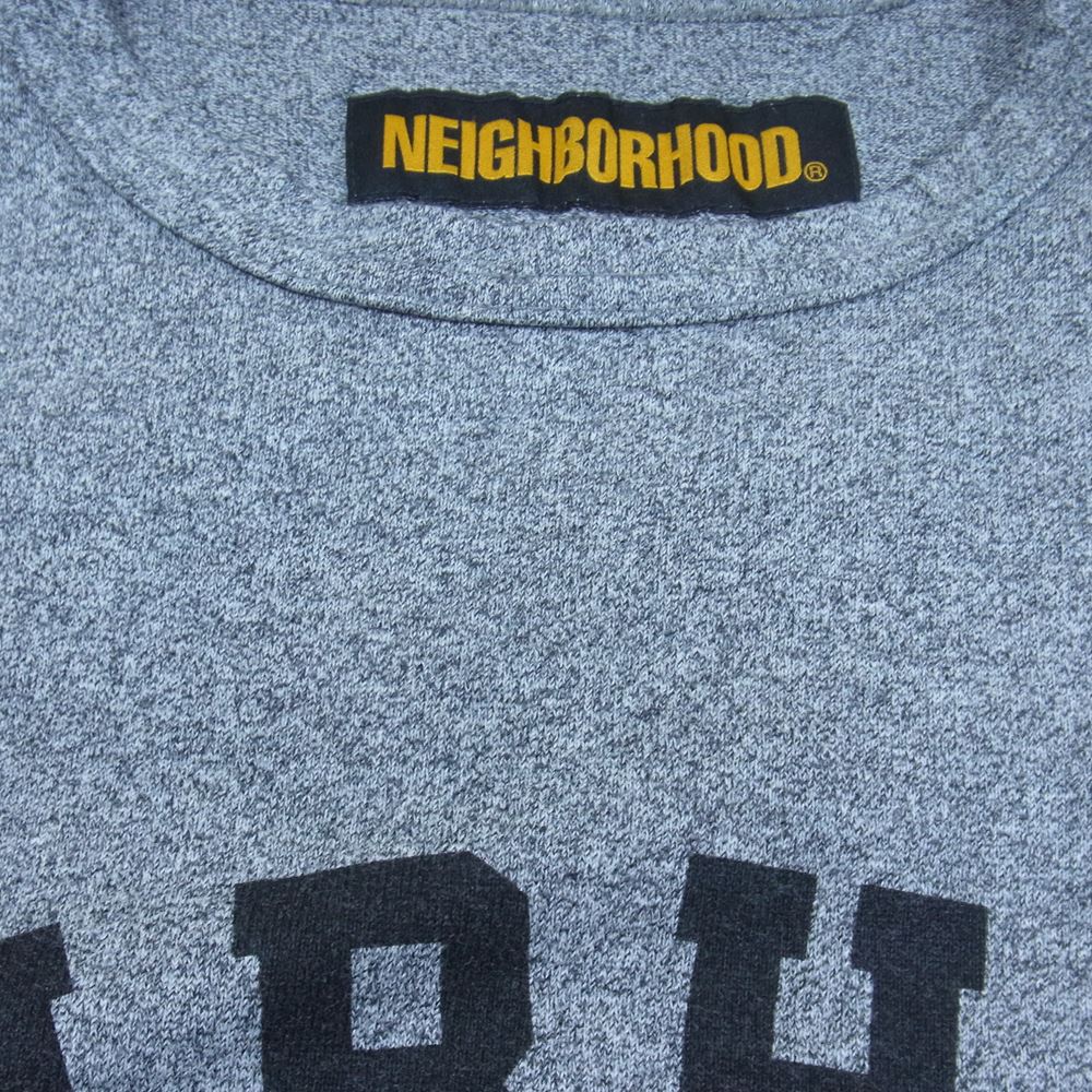 NEIGHBORHOOD ネイバーフッド 181ATNH-CSM07 TOP.SLEEVE/CE-CREW.3Q NBHD ロゴプリント 七分袖 クルーネック Tシャツ グレー系 ブラック系 L【中古】