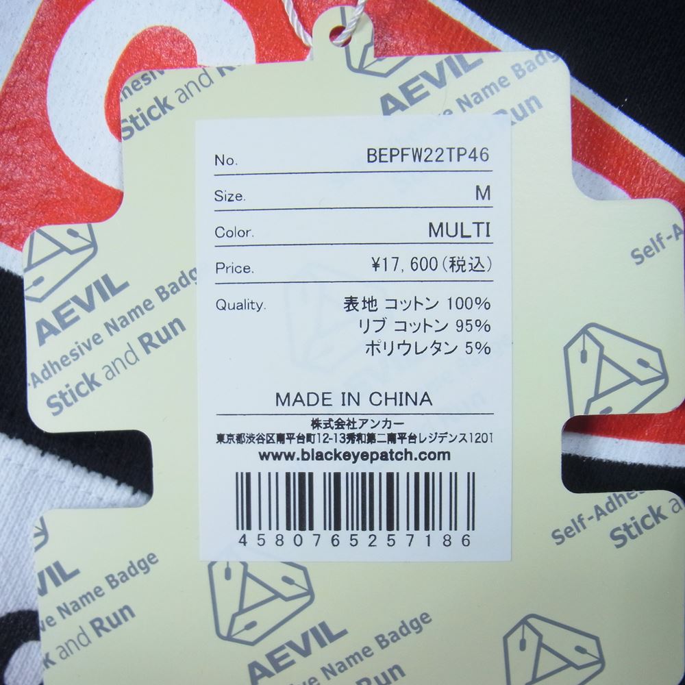 ブラックアイパッチ BEPFW22TP46 DANGER HOT LABEL CREWSWEAT MULTI デンジャー ホットラベル クルーネック スウェット トレーナー マルチカラー系 M【新古品】【未使用】【中古】