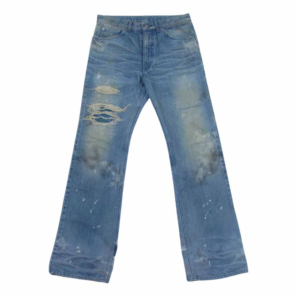 ISAMUKATAYAMA BACKLASH イサムカタヤマバックラッシュ 1308-03 クラッシュ ヴィンテージ加工 ブーツカット デニムパンツ インディゴブルー系 M【中古】