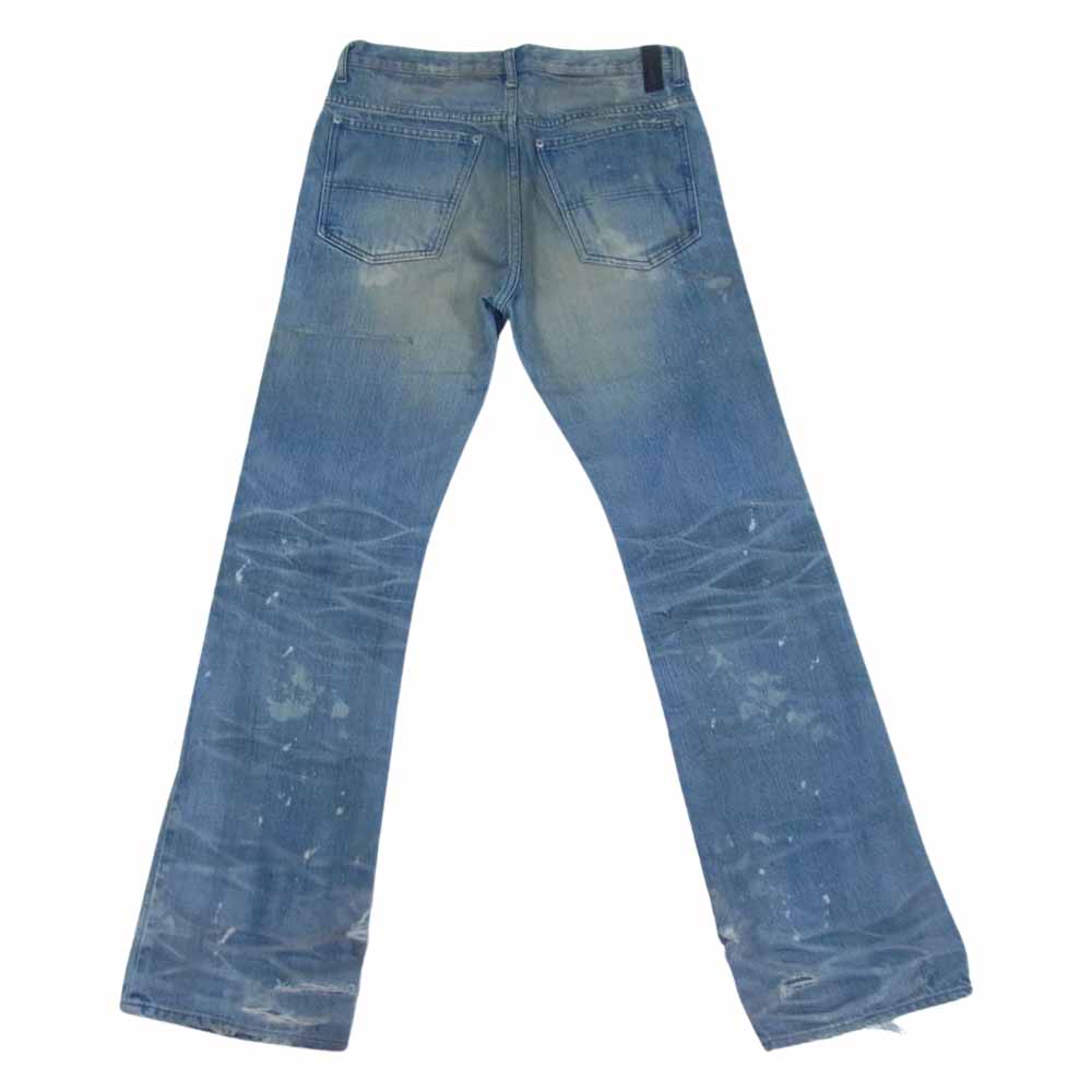ISAMUKATAYAMA BACKLASH イサムカタヤマバックラッシュ 1308-03 クラッシュ ヴィンテージ加工 ブーツカット デニムパンツ インディゴブルー系 M【中古】