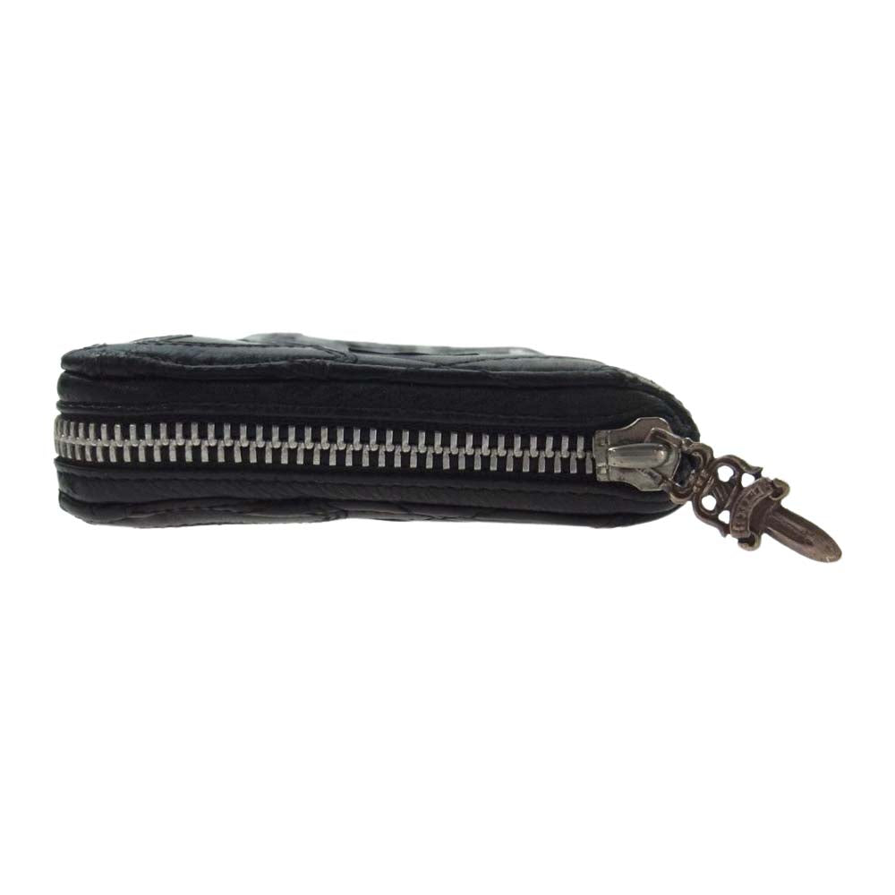 CHROME HEARTS クロムハーツ（原本無） REC F ZIP QUILTED セメタリークロスパッチ キルティング ラウンドジップ ロングウォレット ブラック系【中古】