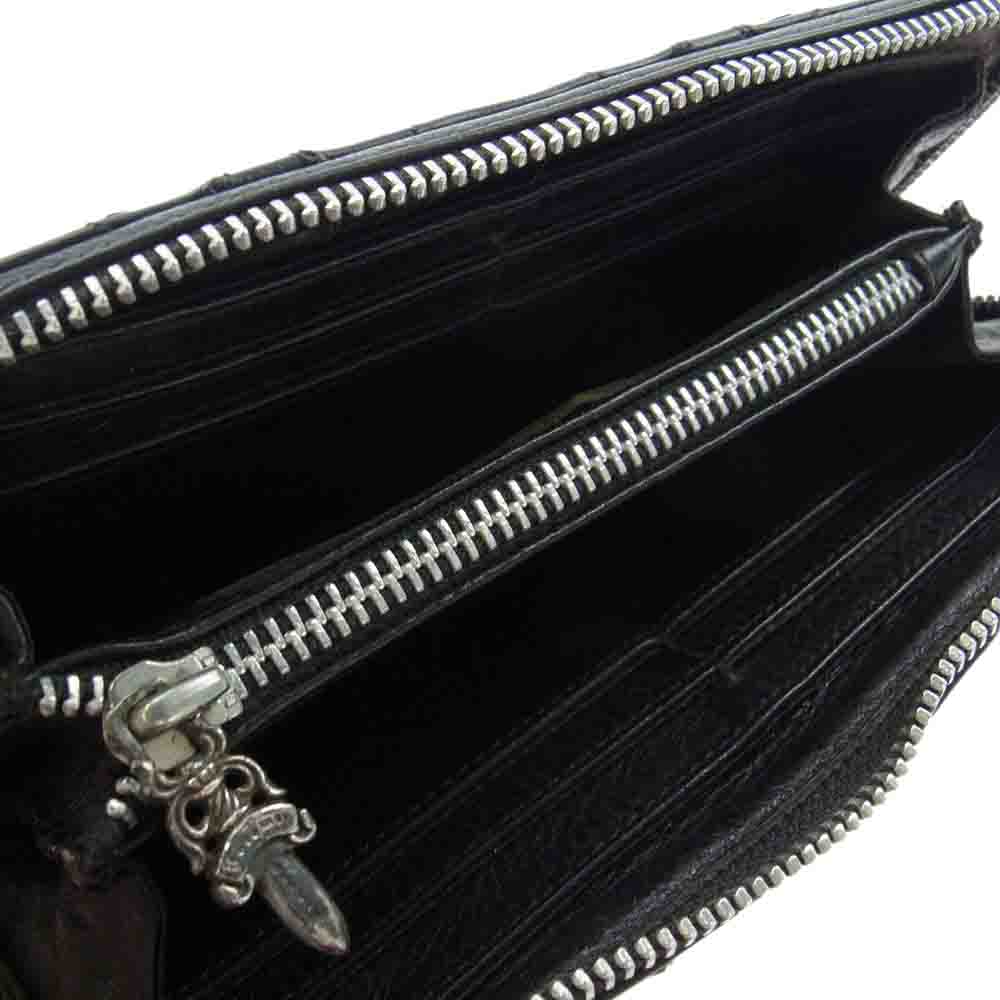 CHROME HEARTS クロムハーツ（原本無） REC F ZIP QUILTED セメタリークロスパッチ キルティング ラウンドジップ ロングウォレット ブラック系【中古】