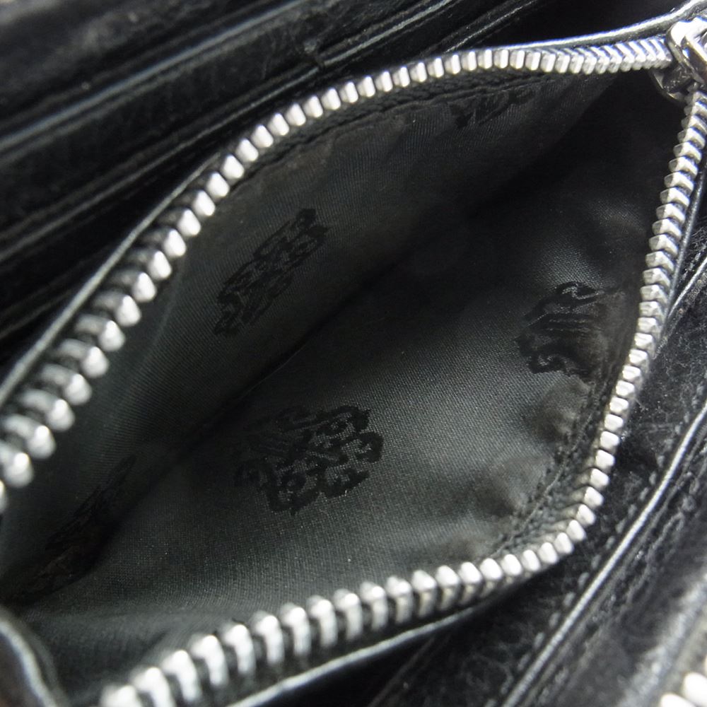 CHROME HEARTS クロムハーツ（原本無） REC F ZIP QUILTED セメタリークロスパッチ キルティング ラウンドジップ ロングウォレット ブラック系【中古】