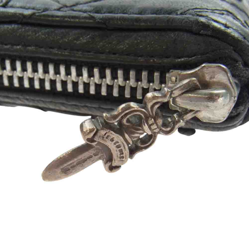 CHROME HEARTS クロムハーツ（原本無） REC F ZIP QUILTED セメタリークロスパッチ キルティング ラウンドジップ ロングウォレット ブラック系【中古】