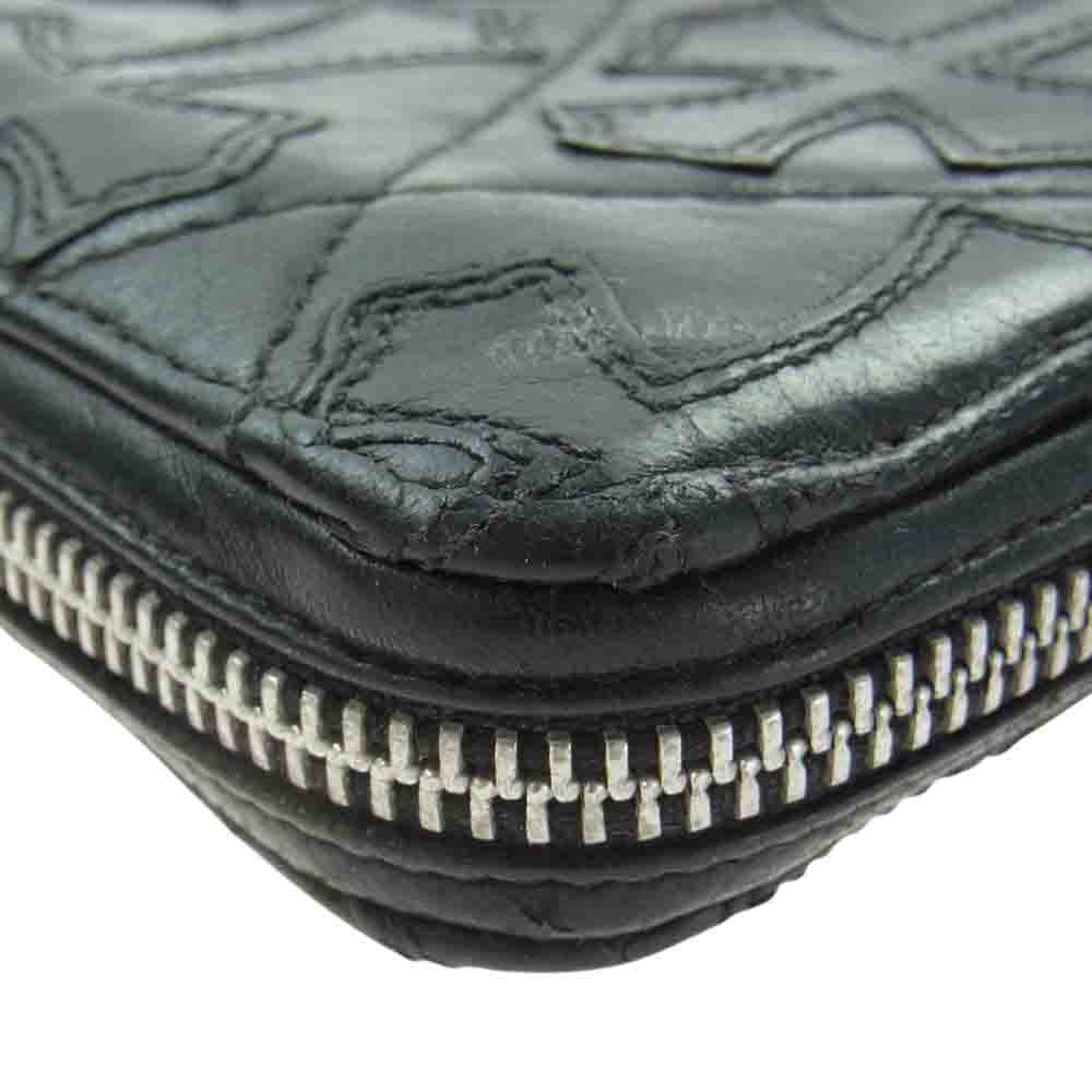 CHROME HEARTS クロムハーツ（原本無） REC F ZIP QUILTED セメタリークロスパッチ キルティング ラウンドジップ ロングウォレット ブラック系【中古】