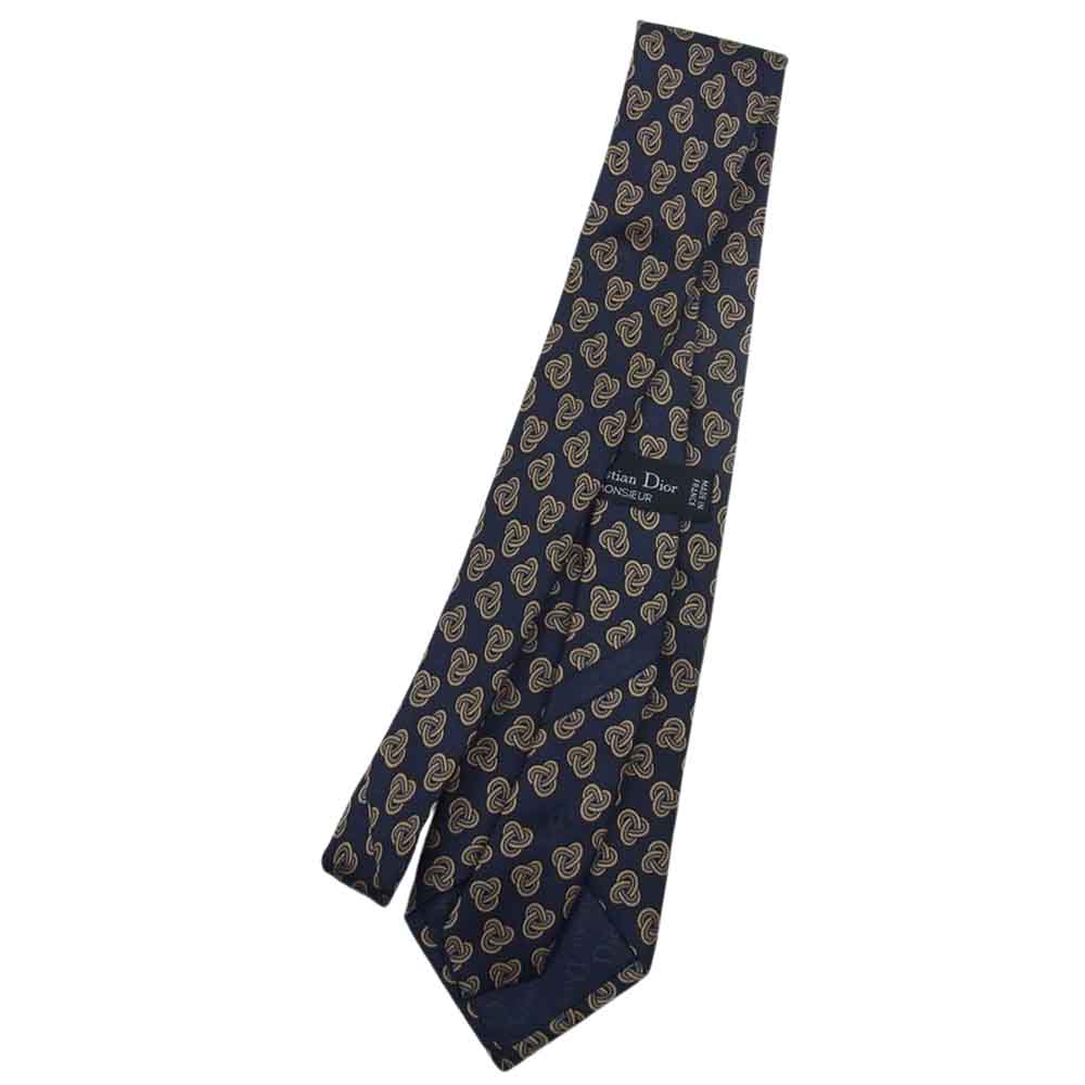 Christian Dior クリスチャンディオール MONSIEUR シルク100％ 総柄 ネクタイ ネイビー系【中古】
