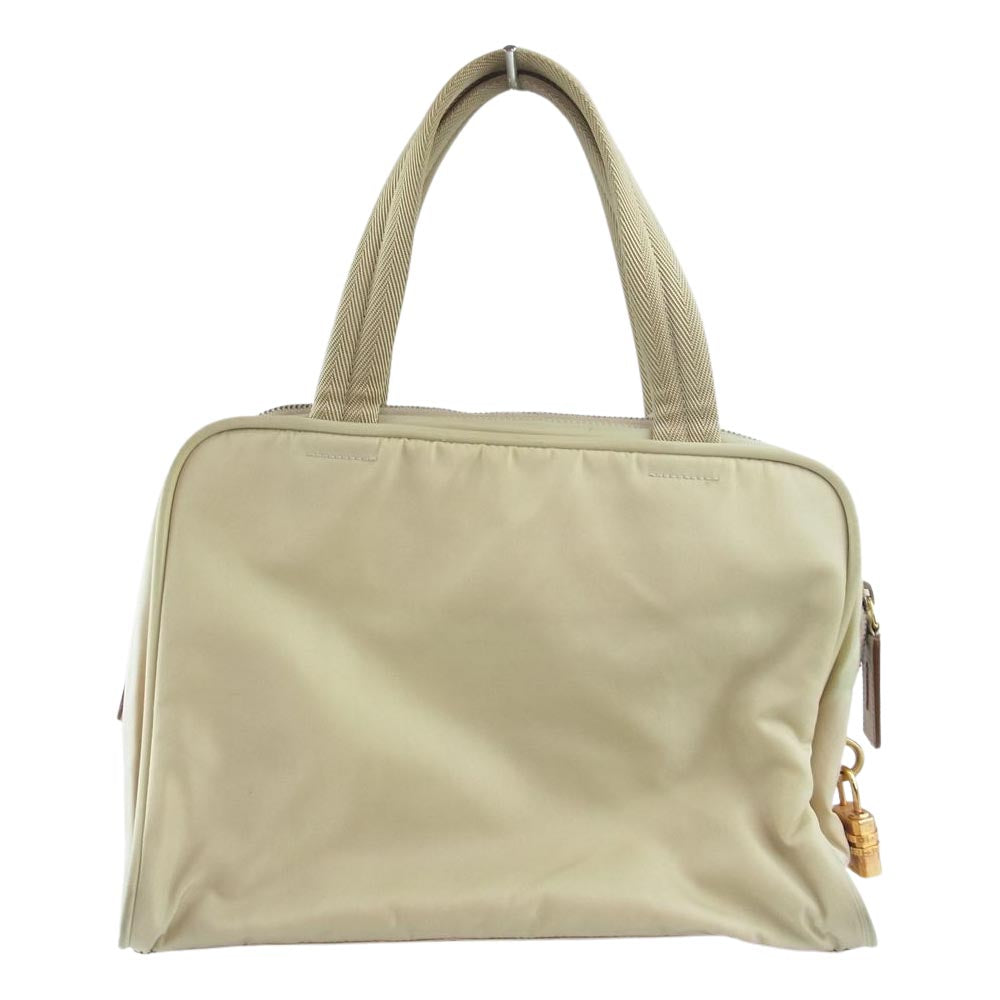 PRADA プラダ BN0187 TESSUTO SPORT テスート スポーツ トライアングル ロゴプレート ナイロン ハンドバッグ ベージュ系【中古】