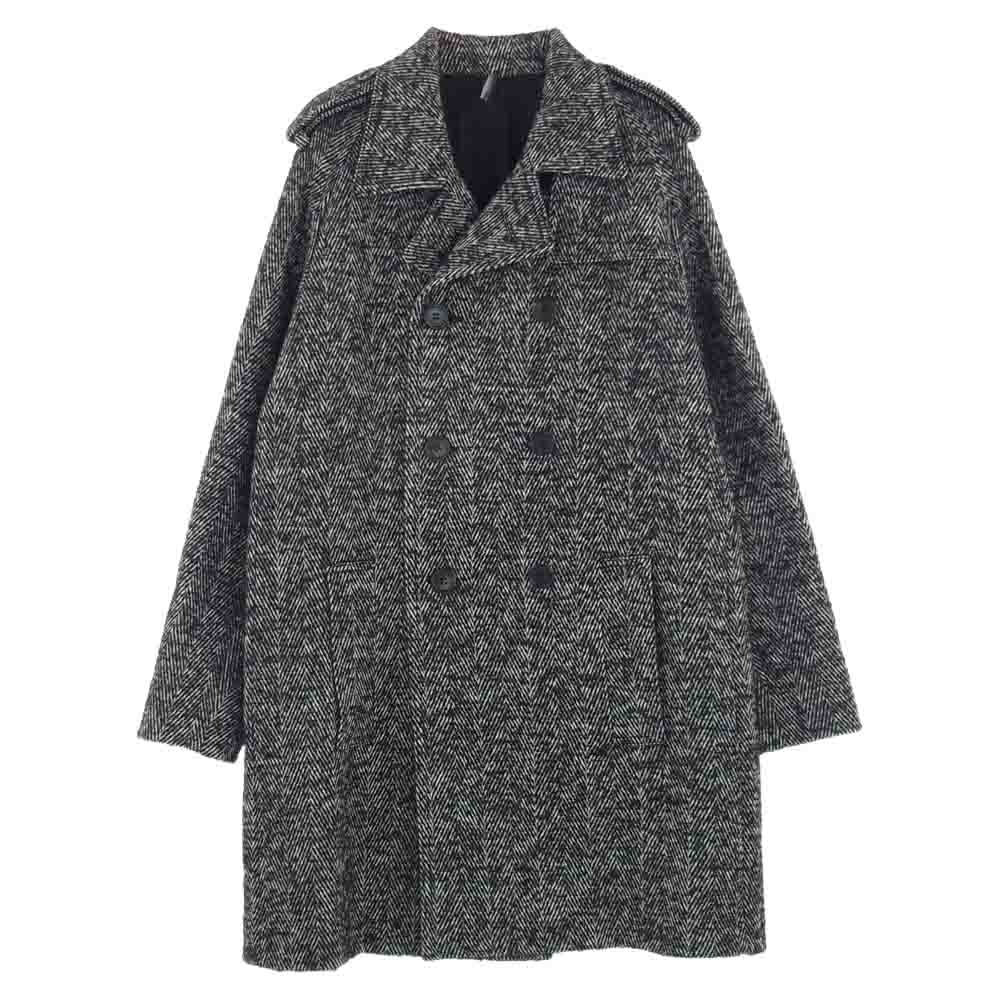 DIOR HOMME ディオールオム 国内正規品 エディ期 07AW 7H3131020337 ヘリンボーン ウールツイード トレンチ コート マルチカラー系 ブラック系 ホワイト系 44【中古】