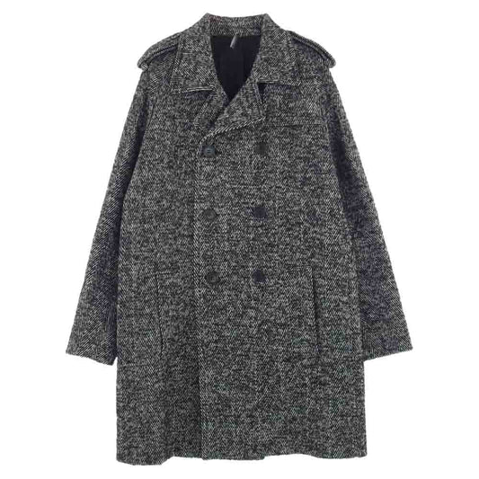 DIOR HOMME ディオールオム 国内正規品 エディ期 07AW 7H3131020337 ヘリンボーン ウールツイード トレンチ コート マルチカラー系 ブラック系 ホワイト系 44【中古】