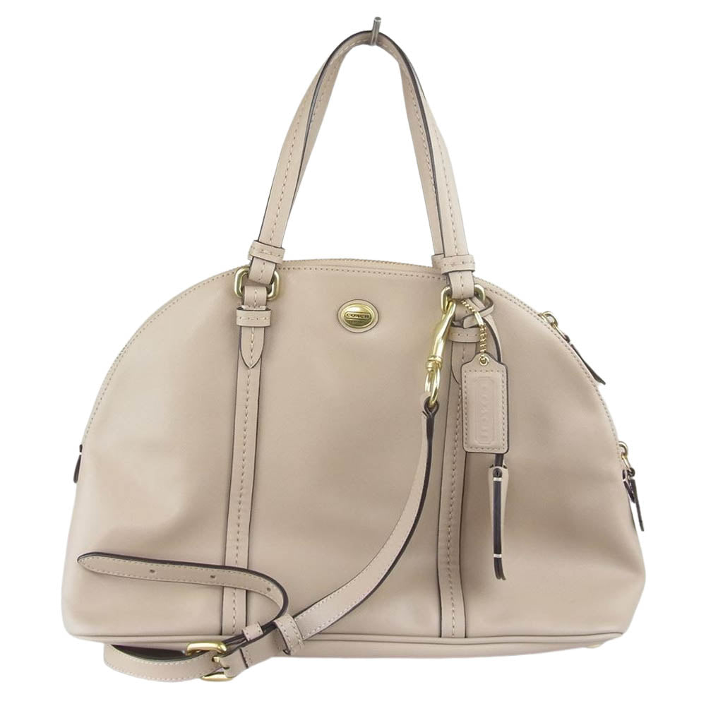 COACH コーチ F25671 2WAY レザー ショルダーバッグ ハンドバッグ ベージュ系【中古】