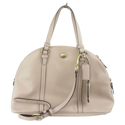 COACH コーチ F25671 2WAY レザー ショルダーバッグ ハンドバッグ ベージュ系【中古】