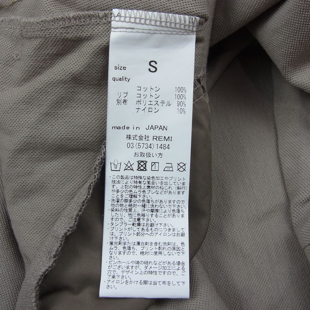 REMI RELIEF レミレリーフ マーキュリー 鹿の子 長袖 ポロ シャツ グレー系 S【中古】