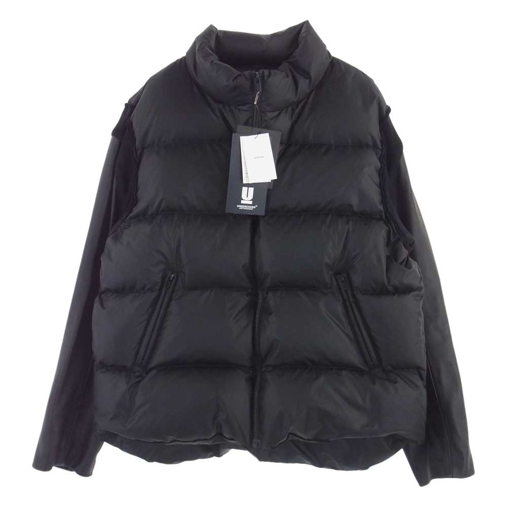 UNDERCOVER アンダーカバー 22AW UC2B9208-1 LEATHER SLEEVE DOWN JACKET シープスキン 袖レザー切替 バックロゴ ダウンジャケット ブラック系 4【美品】【中古】