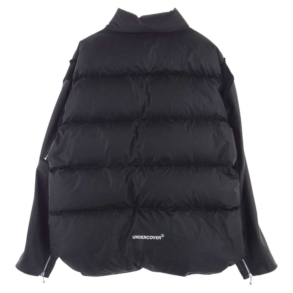UNDERCOVER アンダーカバー 22AW UC2B9208-1 LEATHER SLEEVE DOWN JACKET シープスキン 袖レザー切替 バックロゴ ダウンジャケット ブラック系 4【美品】【中古】