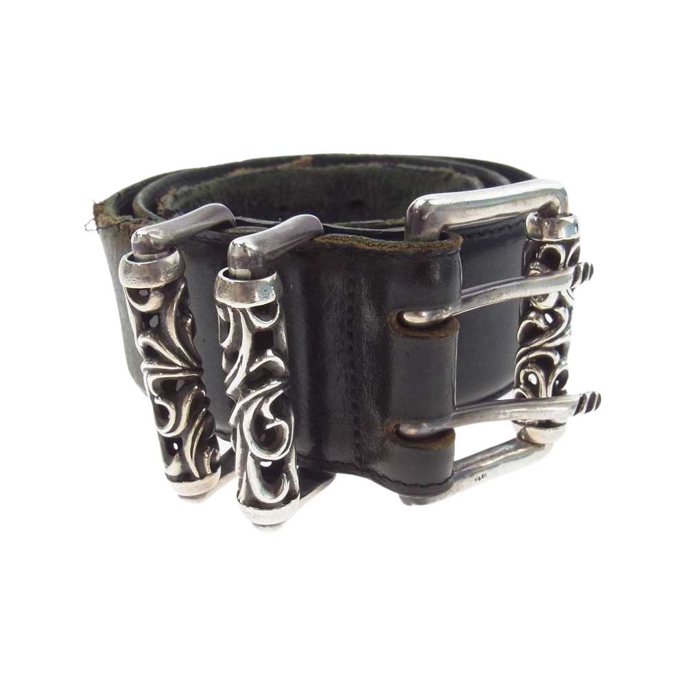 CHROME HEARTS クロムハーツ（原本無） ROLLER BELT 3PC 3ピース ローラー ベルト ブラック系 32【中古】