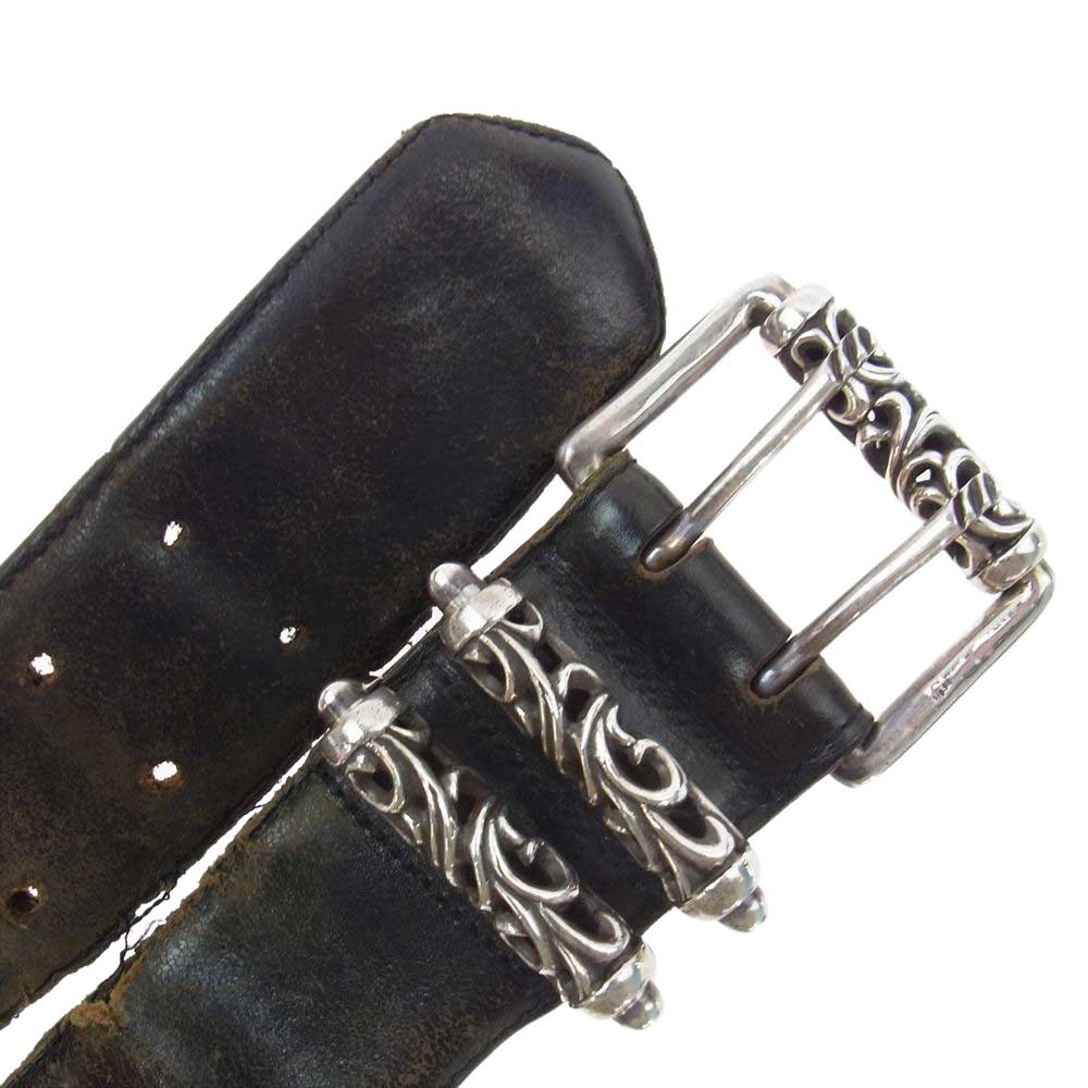 CHROME HEARTS クロムハーツ（原本無） ROLLER BELT 3PC 3ピース ローラー ベルト ブラック系 32【中古】